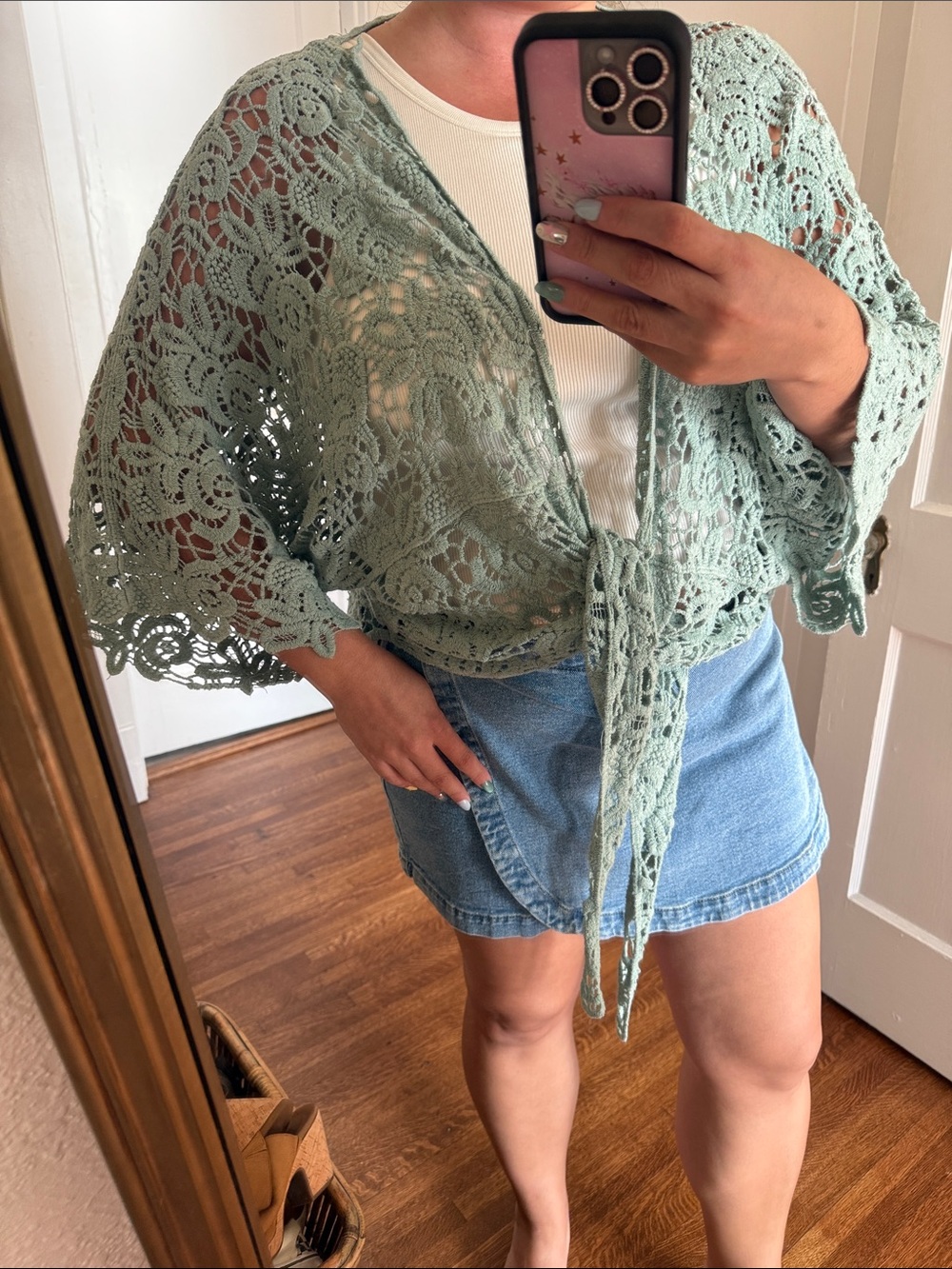 Crochet Tie-Front Cardigan Top